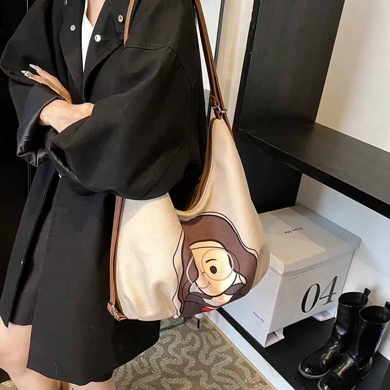 Yalu PU Double Shoulder Portable Crossbody Bag, Shoulder Bag Regular Women's Black/White/Khaki-10