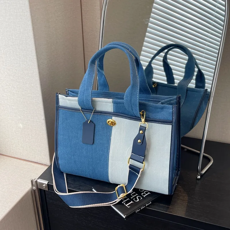 Yalu Denim Crossbody Handbag Regular Unisex Black/Dark Blue/Light Blue-10