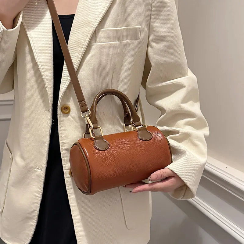 Yalu Cow Leather Cylinder Bag, Shoulder Bag, Crossbody Bag, Handbag Regular Women's Multicolor-12