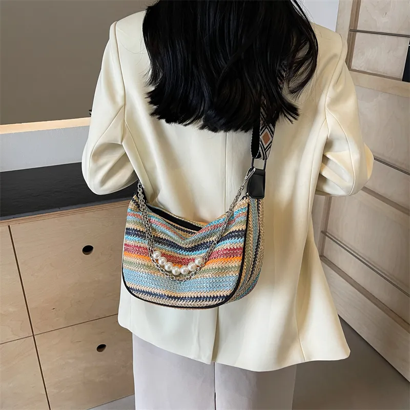 Yalu Fabric Handbag, Crossbody Bag, Shoulder Bag Regular Women's Pearl Black/Pearl White/Black/White-3
