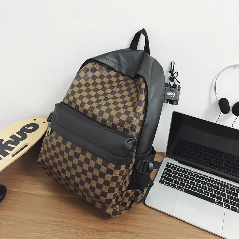 Yalu PU Backpack/Backpack Regular Unisex Brown/White/Gray/Black-2