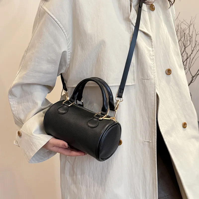 Yalu Cow Leather Cylinder Bag, Shoulder Bag, Crossbody Bag, Handbag Regular Women's Multicolor-6