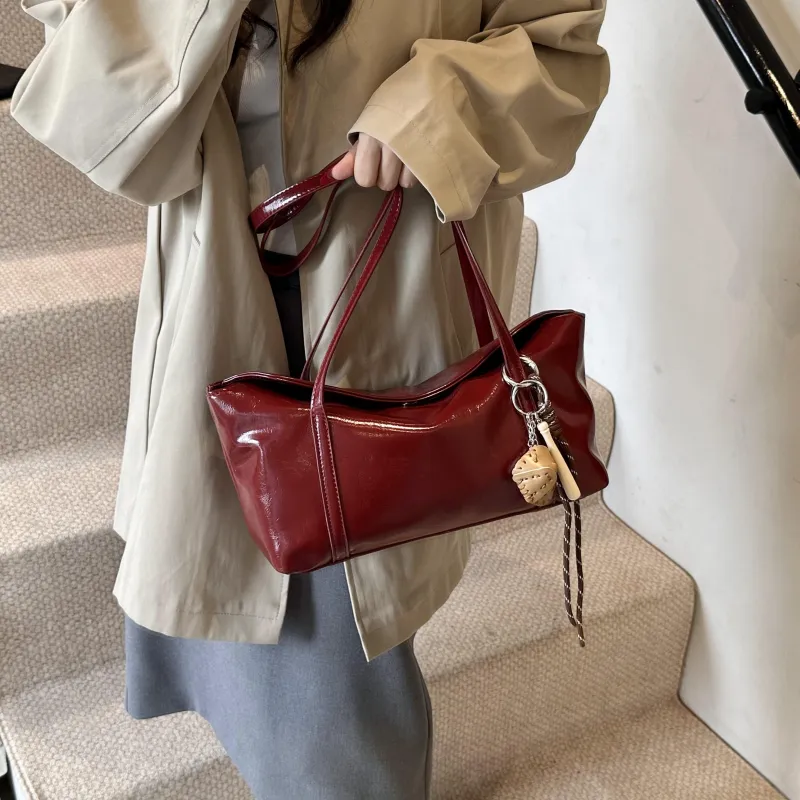 Yalu PU Shoulder Bag Regular Women's Coffee/Burgundy/Black/Khaki Brown-11