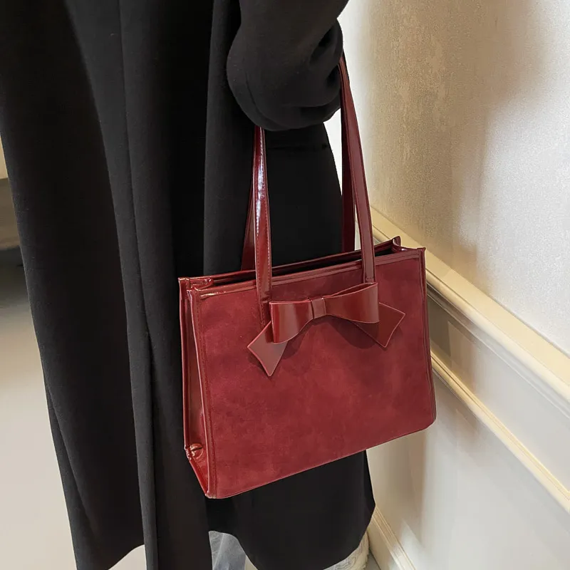 Yalu Leather Velvet Handbag, Shoulder Bag Regular Women's Burgundy/Coffee/Brown-12