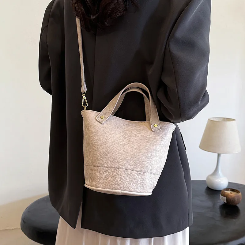 Yalu Top Grain Cow Leather Bucket Bag, One Shoulder Handbag Regular Women's Multicolor-10