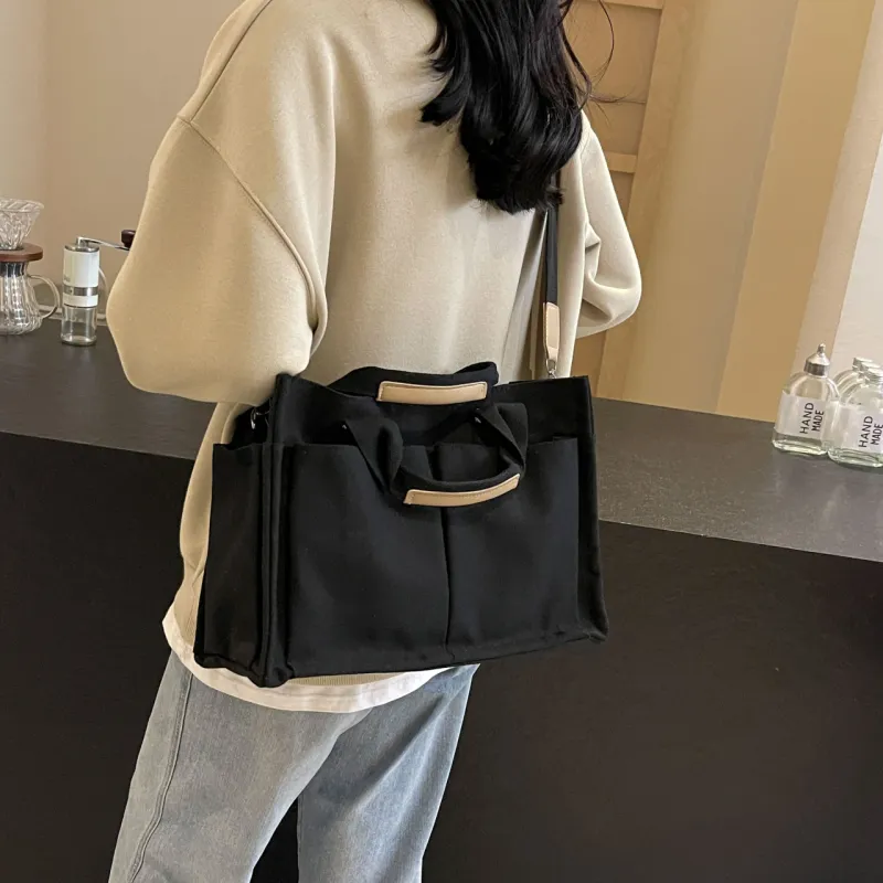 Yalu Canvas Canvas Bag One Shoulder Handbag Regular Women's Green/Yellow/Ecru/Pink/Black-1