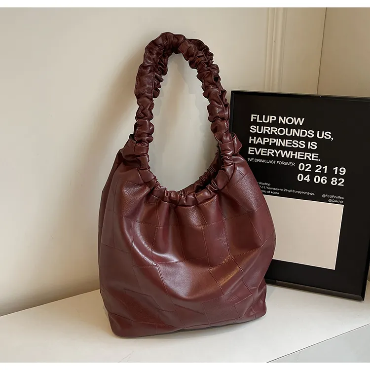 Yalu PU Tote Bag, Shoulder Bag Regular Women's Coffee/Black/Burgundy/Silver/Ecru-10