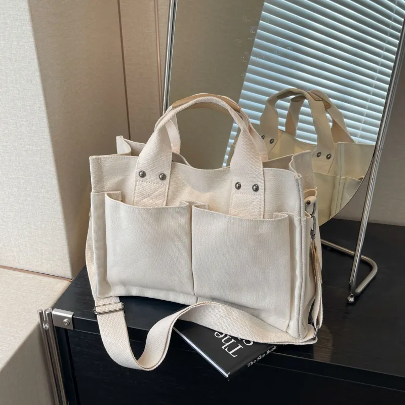 Yalu Canvas Canvas Bag One Shoulder Handbag Regular Women's Green/Yellow/Ecru/Pink/Black-18