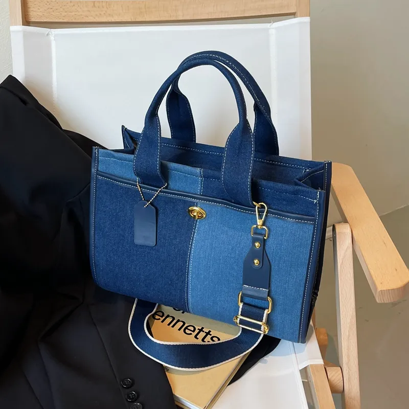 Yalu Denim Crossbody Handbag Regular Unisex Black/Dark Blue/Light Blue-4