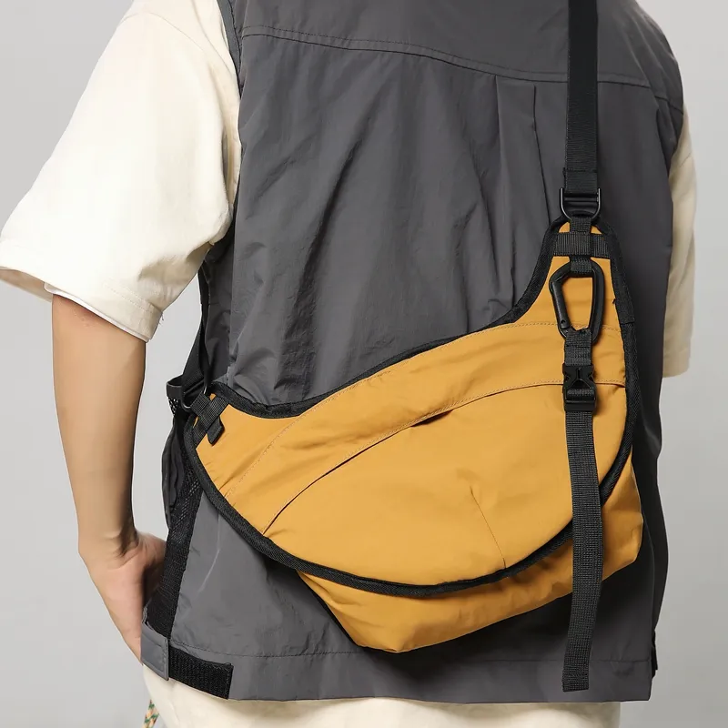 Yalu Nylon Shoulder Bag Regular Unisex Beige Yellow/Black/Orange/Camel-7