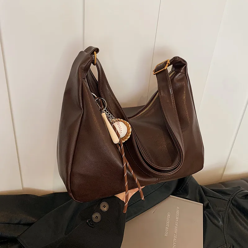 Yalu PU Shoulder Bag Regular Women's Black/Maple Leaf Brown/Coffee/Mocha-14