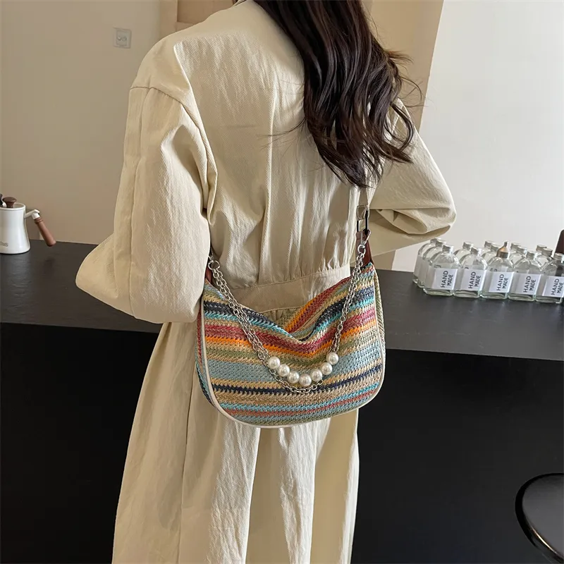Yalu Fabric Handbag, Crossbody Bag, Shoulder Bag Regular Women's Pearl Black/Pearl White/Black/White-7
