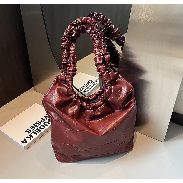 Yalu PU Tote Bag, Shoulder Bag Regular Women's Coffee/Black/Burgundy/Silver/Ecru-9
