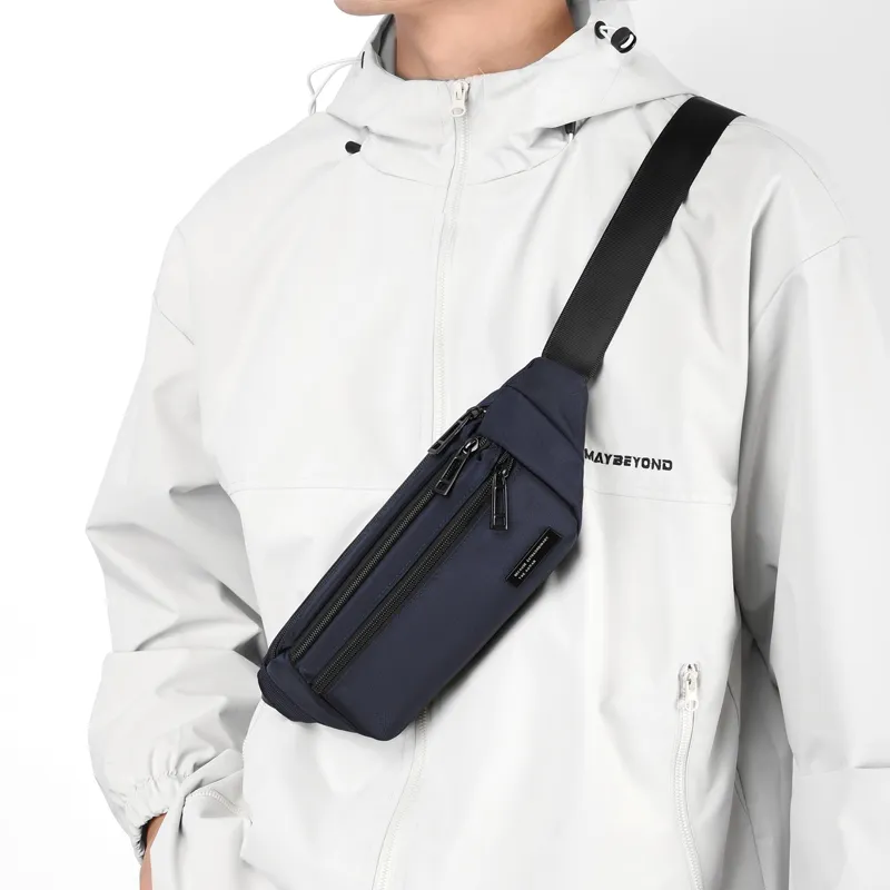 Yalu Nylon Fabric Crossbody Bag Regular Men's Gray/Black/Dark Blue-4
