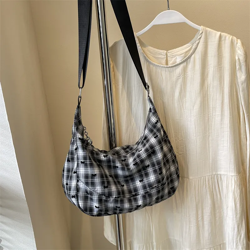 Yalu Nylon Portable Crossbody Bag, Shoulder Bag Regular Women's Polka Dot/Plaid-7