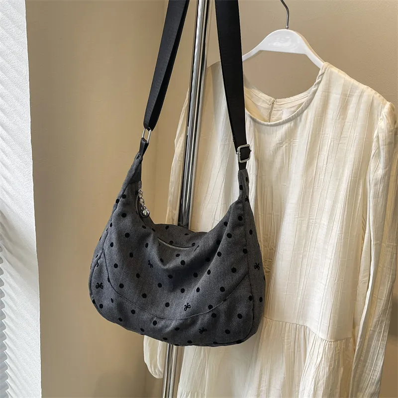Yalu Nylon Portable Crossbody Bag, Shoulder Bag Regular Women's Polka Dot/Plaid-2