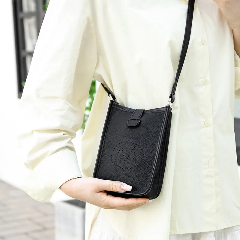 Yalu Cow Leather Fashion Crossbody Bag Solid Color Korean Style Cell Phone Shoulder Bag Regular Women's Multicolor-3