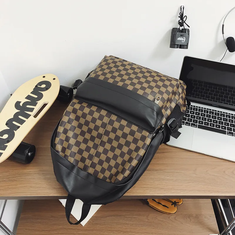 Yalu PU Backpack/Backpack Regular Unisex Brown/White/Gray/Black-5