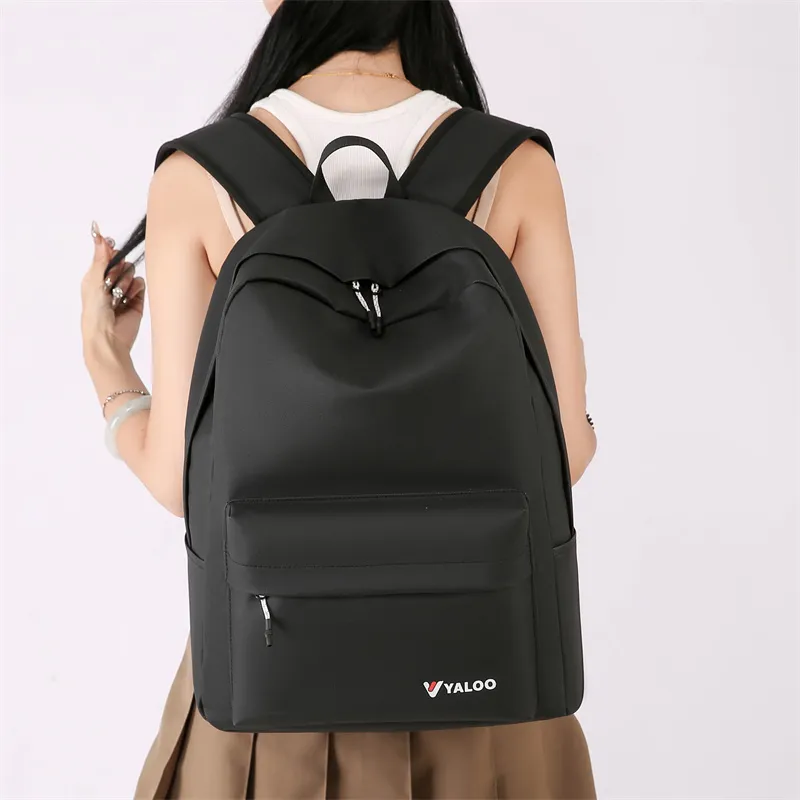 Yalu Waterproof Fabric Backpack Regular Unisex Black/White-1
