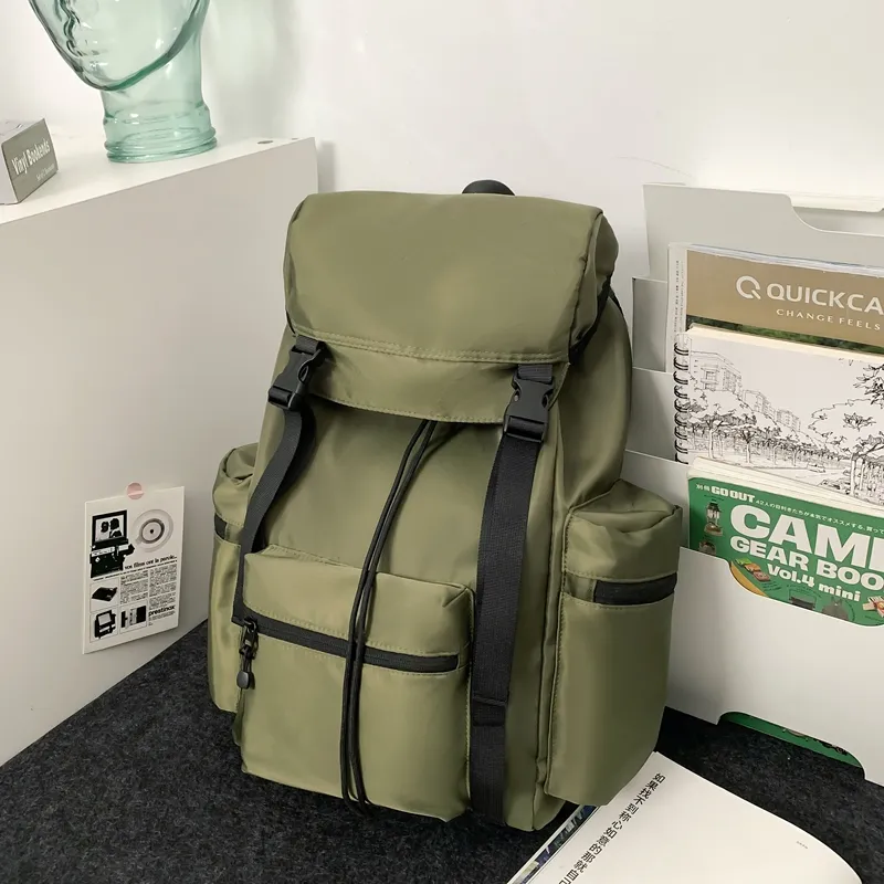 Yalu Nylon Backpack Regular Unisex Light Green/Pink/Khaki/Army Green/Blue/Black-10