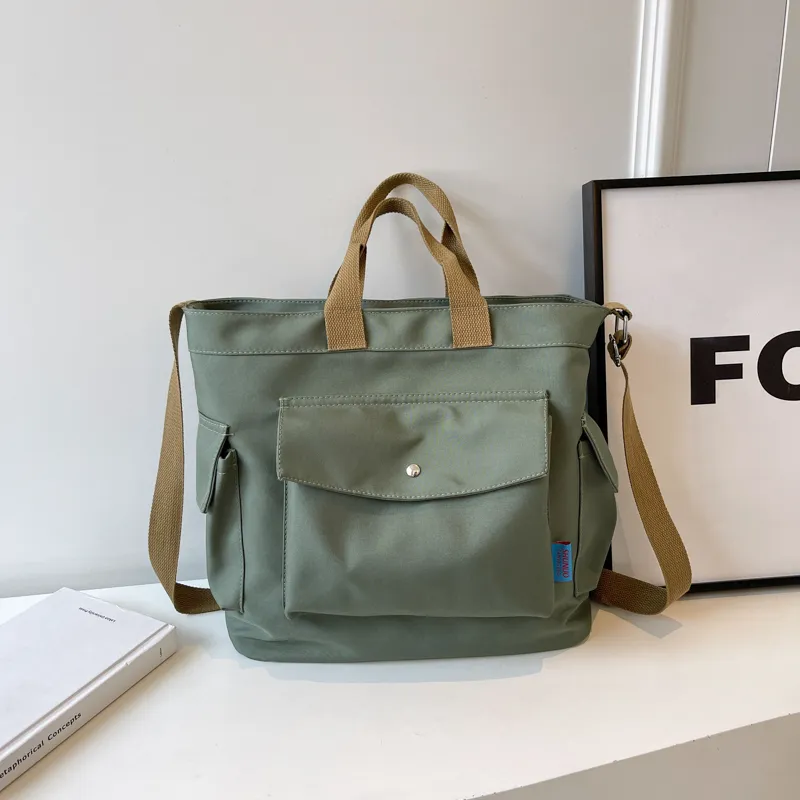 Yalu Canvas Shoulder Bag, Crossbody Bag, Handbag Regular Women's Black/Ecru/Brown/Green-14