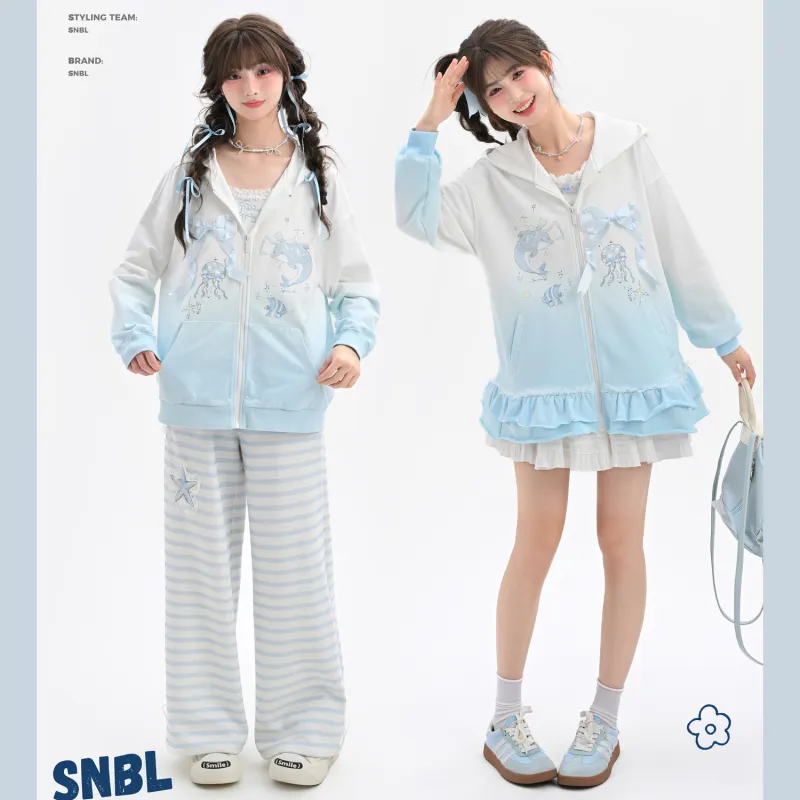 SNBL Skirt Set Women's Coat Lace Trim Version+Skirt+Camisole-5
