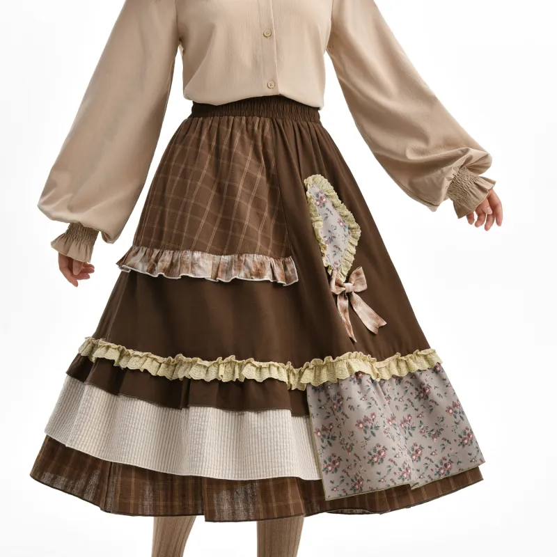 SNBL Casual Long Skirts Women's Brown-6