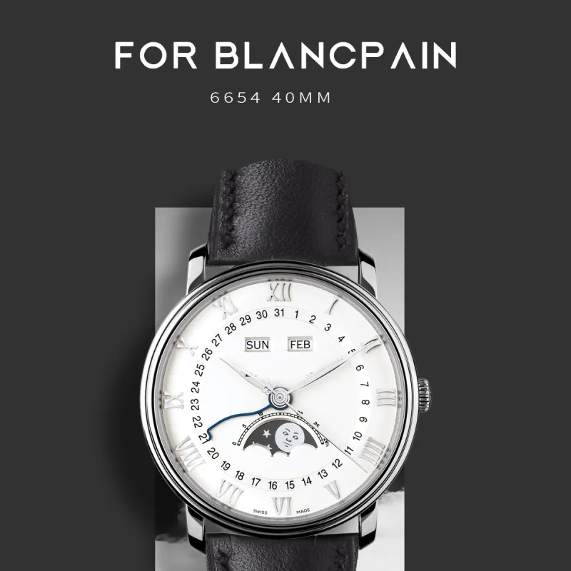 VAGENARI Watch Band Cow Leather Strap Compatibility With Baowei 6654 40mm Unisex-4