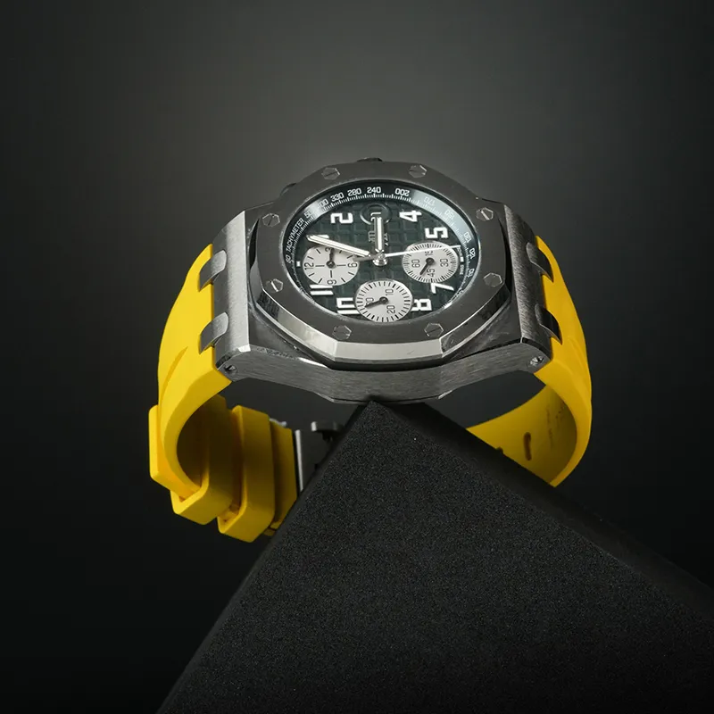 VAGENARI Watch Bands Rubber Strap Compatibility With Royal Oak Offshore 42mm One-Button Quick-Release Unisex-12
