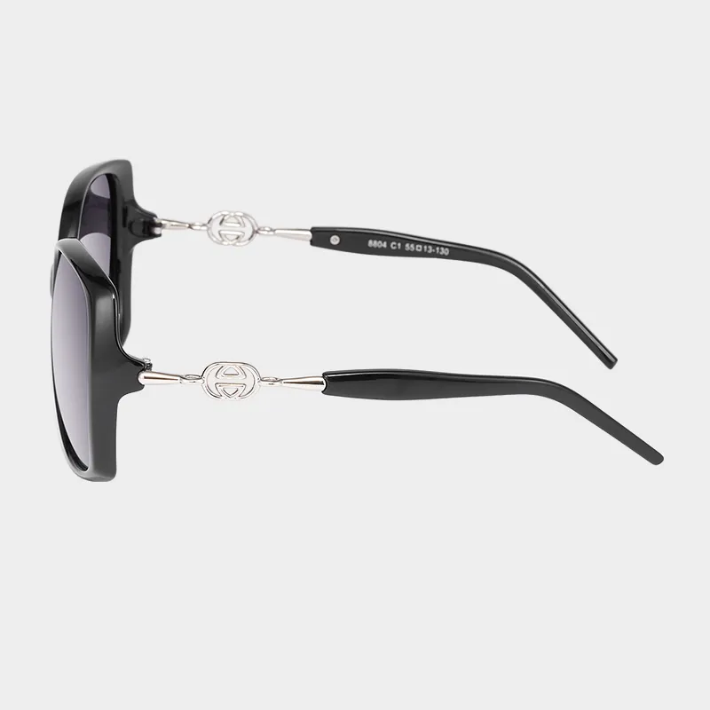 EQUIPMENTELEGANT PC Metal Irregular Shape Sunglasses Unisex Black Transparent Tea-3
