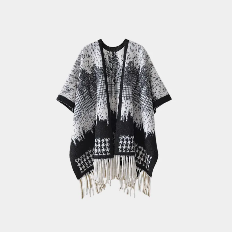 EQUIPMENTELEGANT Shawls Women's Coffee/Black White/Snowflake-1
