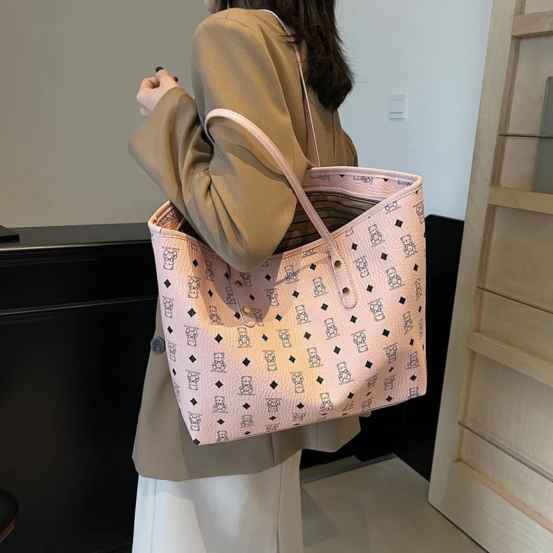 Bueno PU Tote Bag, Shoulder Bag Women's Brown/Pink/White/Black/Black & White-5