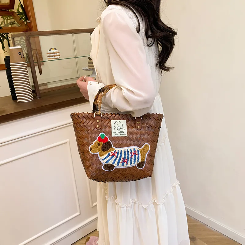 Bueno Woven Basket Bag Handbag Women's Khaki/Brown/Multicolor-11