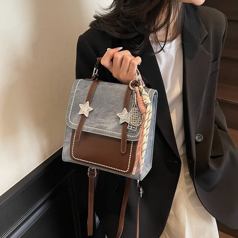 Bueno PU Backpack Women's Denim Blue/Dark Tea/Ecru-1