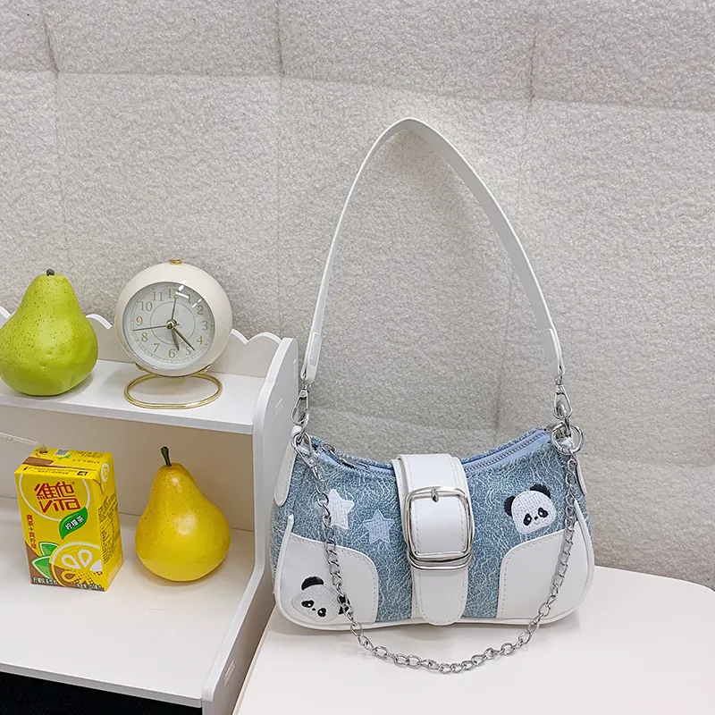 Bueno Oxford Shoulder Bag Women's Blue/Black/Light Blue-8