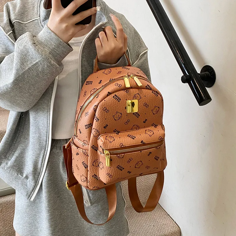Bueno PU Backpack Women's Pink/Brown/White-5