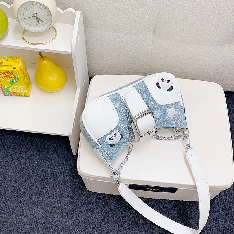 Bueno Oxford Shoulder Bag Women's Blue/Black/Light Blue-9