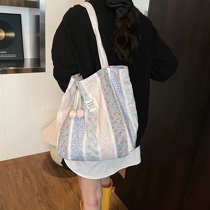 Bueno Oxford Shoulder Bag Regular Women's Pink/Blue-6