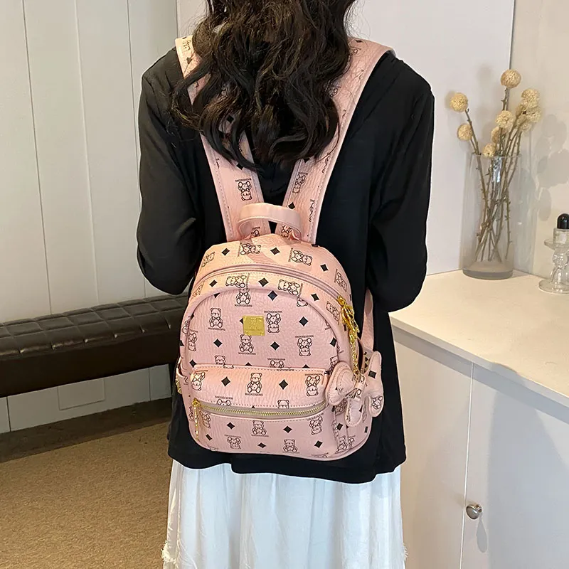 Bueno PU Backpack Regular Women's Brown/White/Black/Pink/Black & White-11