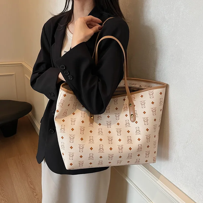 Bueno PU Tote Bag, Shoulder Bag Women's Brown/Pink/White/Black/Black & White-7