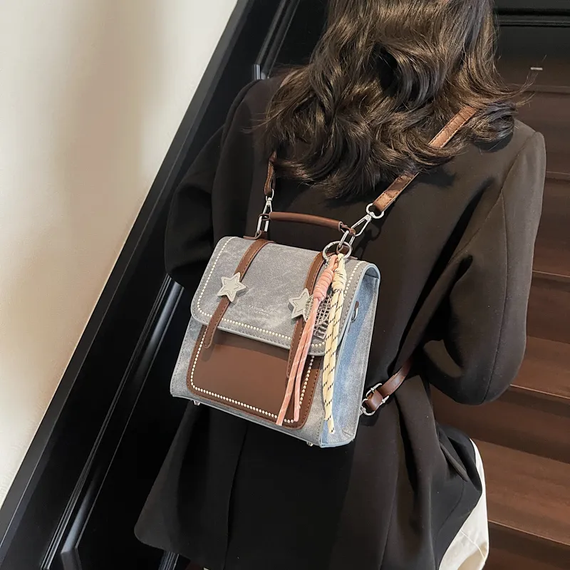 Bueno PU Backpack Women's Denim Blue/Dark Tea/Ecru-2