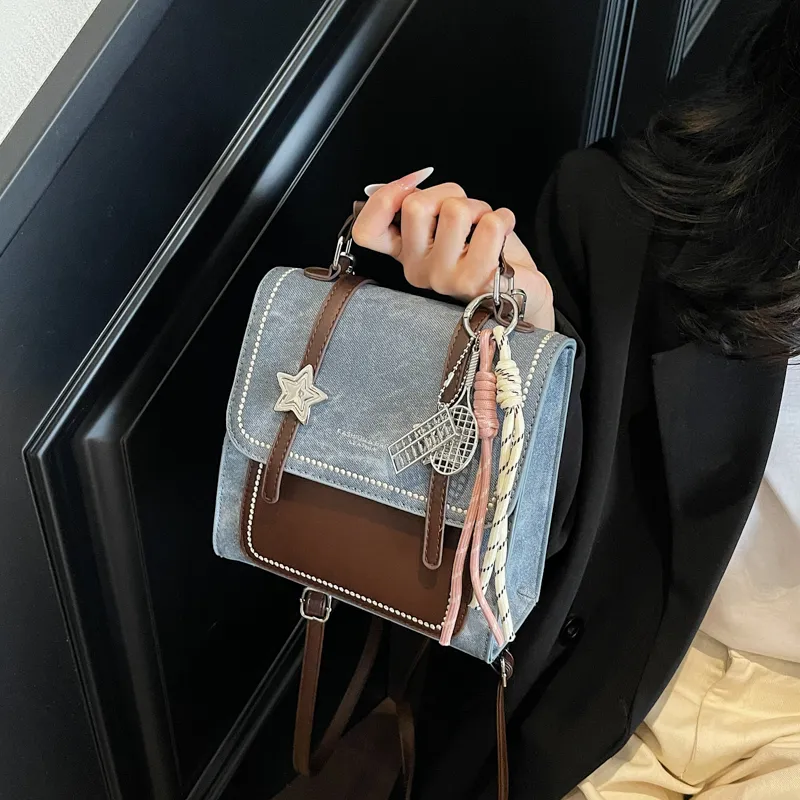 Bueno PU Backpack Women's Denim Blue/Dark Tea/Ecru-4