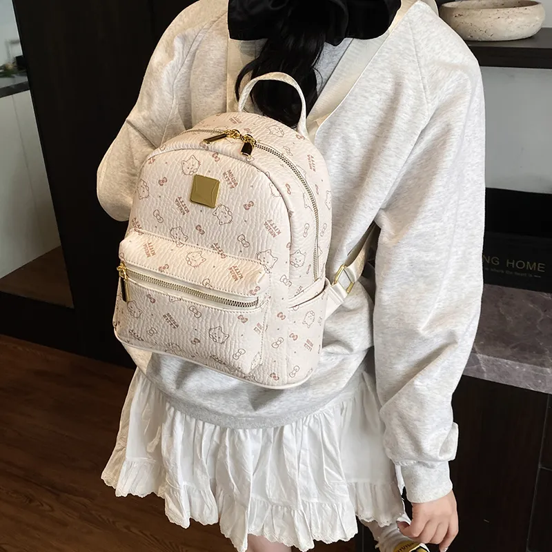 Bueno PU Backpack Women's Pink/Brown/White-11