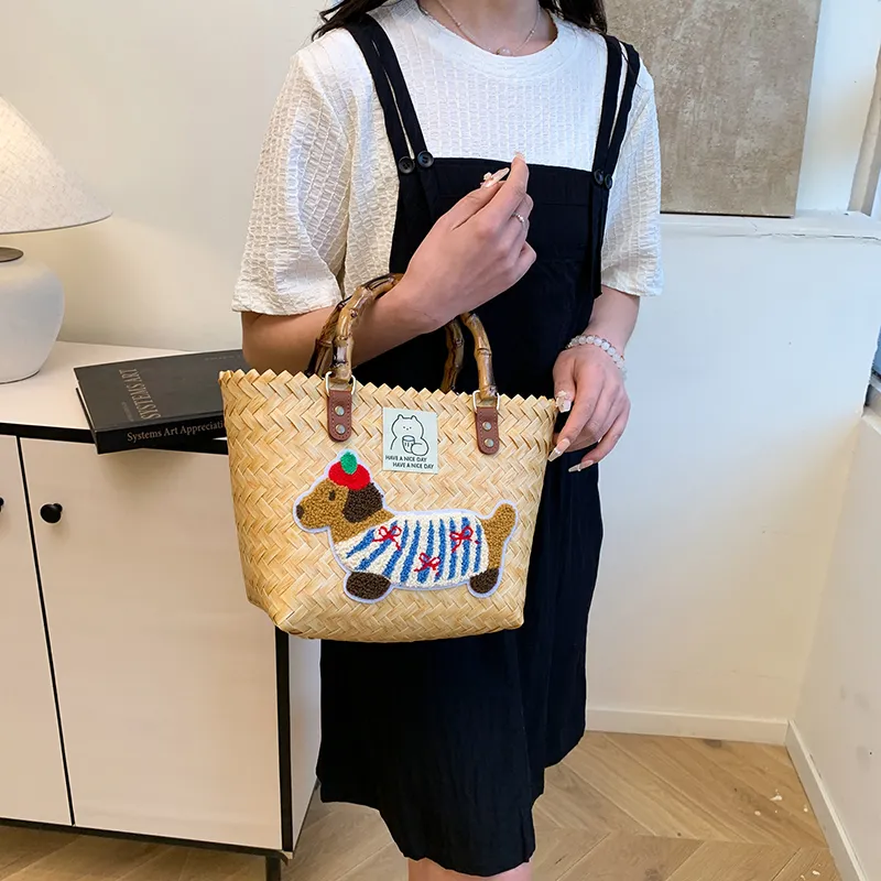 Bueno Woven Basket Bag Handbag Women's Khaki/Brown/Multicolor-5
