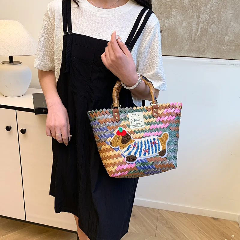 Bueno Woven Basket Bag Handbag Women's Khaki/Brown/Multicolor-3