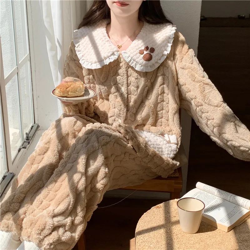 Ta Yan Pajama Set Women's Brown-3