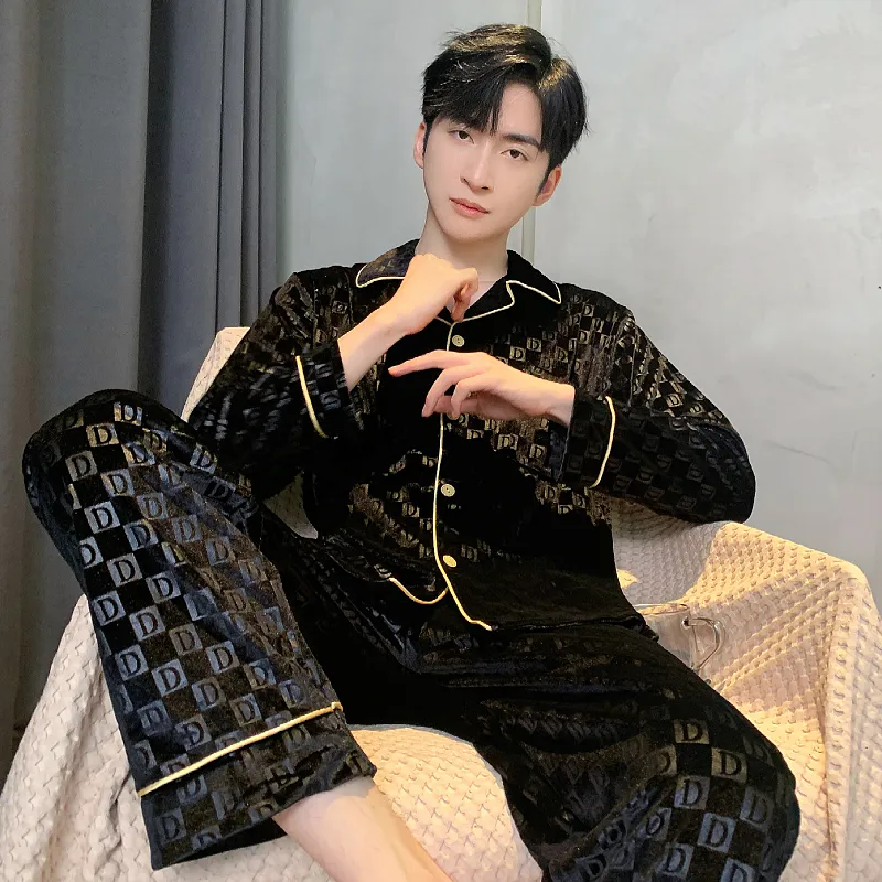 Ta Yan Winter Pajama Set Men's Black-5