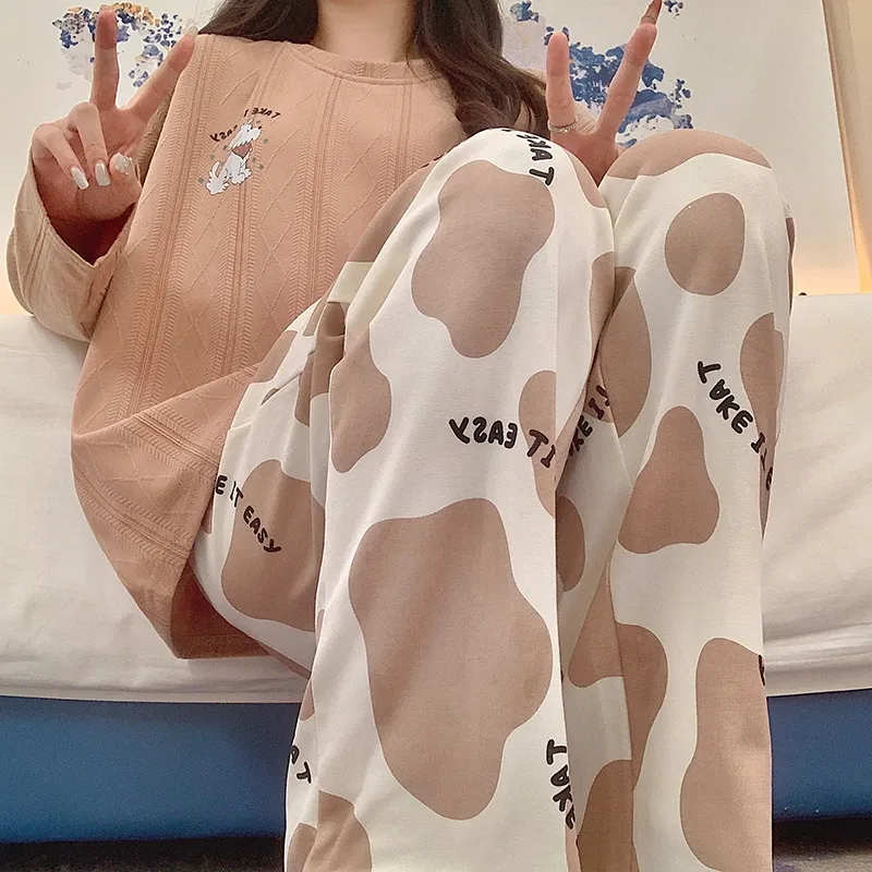 Ta Yan Pajama Set Women's Brown-1