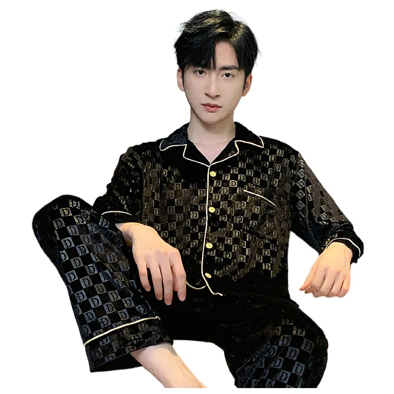 Ta Yan Winter Pajama Set Men's Black-4