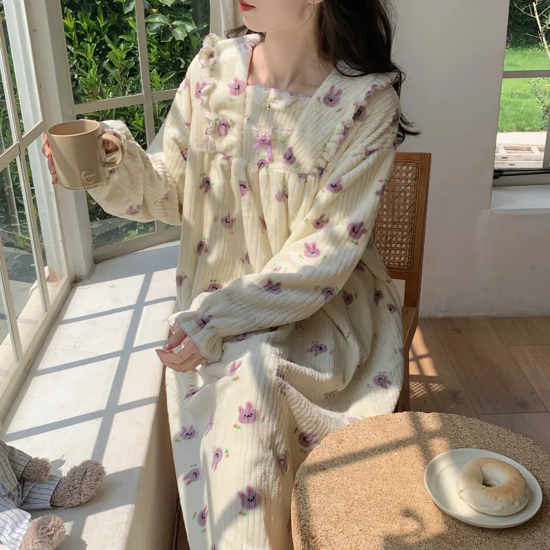 Ta Yan Winter Nightgown Women's Apricot-3